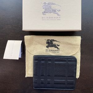 Authentic Burberry Embossed Check Leather Hipfold Wallet